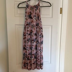 LOFT Pink Floral Midi Dress